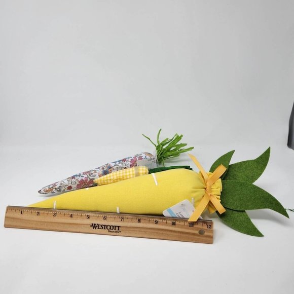 5 Fabric Carrots, Assorted Sizes, Yellow and Paisley Spring and Easter Decor - Picture 8 of 8
